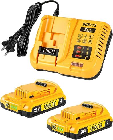 Lenoya Upgraded 3.0Ah Replacement for Dewalt Battery 20V 2Pack and Charger DCB112 Compatible with DCB102 DCB104 DCB118 DCB115 DCB206 DCB204 in Saudi Arabia