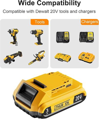 Lenoya Upgraded 3.0Ah Replacement for Dewalt Battery 20V 2Pack and Charger DCB112 Compatible with DCB102 DCB104 DCB118 DCB115 DCB206 DCB204 in Saudi Arabia