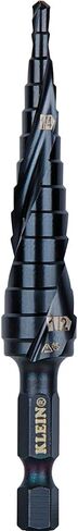 Klein Tools QRST11 Step Drill Bit, Quick Release Spiral Double-Fluted, 7/8 to 1-1/8-Inch, Hex Shank, Cut Steel, Wood, Plastic, Aluminum in Kuwait