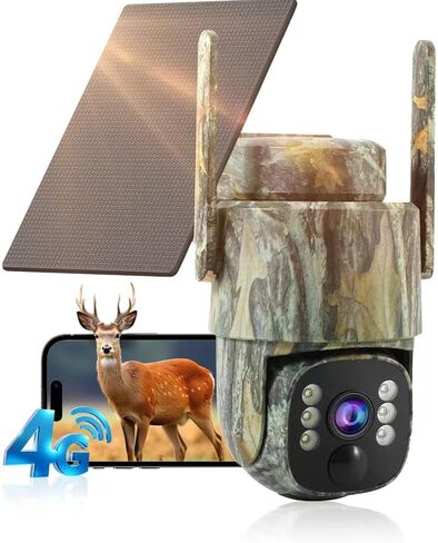 4G LTE Cellular Trail Camera 2 Pack, Built-in SIM Card No WiFi Needed, Solar Powered Game Camera, 2K Live Streaming, 360° PTZ View, Color Night Vision, PIR Motion Alerts, Two-Way Audio, IP66 in Kuwait
