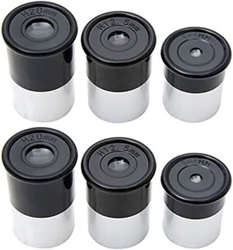 6-Piece 0.965" Universal Telescope Eyepiece Set: 4mm, 12.5mm, 20mm (Two Each), Multi-Coated Optical Glass for Astronomy & Photography in Kuwait
