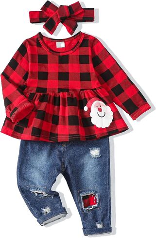 Renotemy Baby Girl Clothes Toddler Girl Clothes Outfits Infant Clothing Jeans Pants Set Cute Clothes Set for Girls in Kuwait