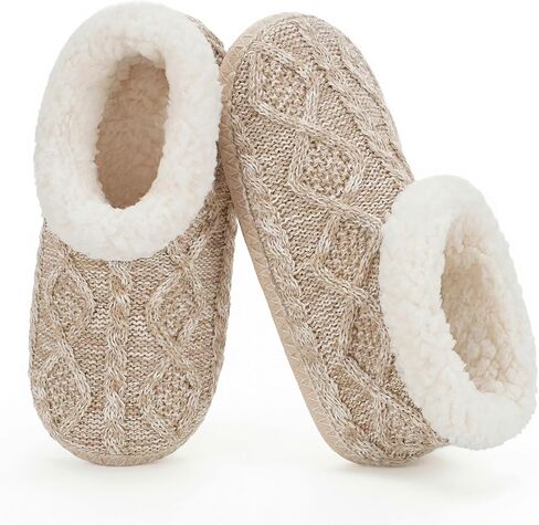 cosyone1997 Cable Knit Slipper Socks for Women Non Slip Soft Sole | Fuzzy sherpa lining, gripper dots, flexible bootie coverage and machine washable care for warm, comfortable indoor wear in Kuwait