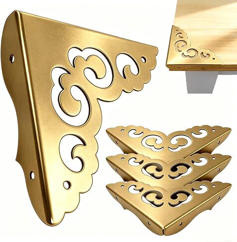 Metal Corner Protectors for Wood Boxes Furniture, Vintage Decorative Corner Guards for Box Door Table Furniture Corner Edge Safety Guard Pack of 4 in Kuwait