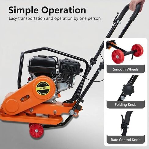 7HP Plate Compactor, 212cc Gas Engine 5,600 VPM, 4200 Lbs Force Vibratory Compaction Tamper with 22.1 x 15.9 Inch Plate for Walkways, Patios, Asphalts, Paver Landscaping (Orange) in Kuwait
