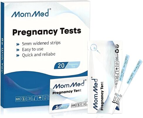 MomMed Pregnancy Test, 20 HCG Pregnancy Test Strips for Early Detection, Over 99% Accurate, 20 Free Urine Cups, Bulk Pregnancy Tests for Home Use, Pruebas de Embarazo in Saudi Arabia
