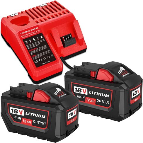 2Packs Upgraded 12.0Ah Replacement for Milwaukee 18V Battery Lithium ion | Compatible with Milwaukee 18 Volt Battery 48-11-1850 48-11-1862 48-11-1852 48-11-1880 48-11-1882 Cordless Power Tools (Red) in Saudi Arabia
