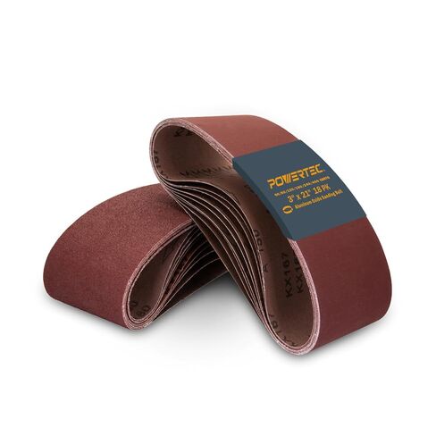 POWERTEC 3 x 21 Inch Sanding Belts, 10PK, 40 Grits Aluminum Oxide Sandpaper, 3x21 Sanding Belt for Portable Belt Sander, Woodworking, Paint Sanding, Metalworking, Rust Removal, Polishing (110460) in Kuwait
