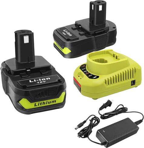 18V Battery and Charger Combo for Ryobi 18 Volt Cordless Tools Battery and P118B Charger, 18V Battery Capacity Output 5.0Ah in Kuwait