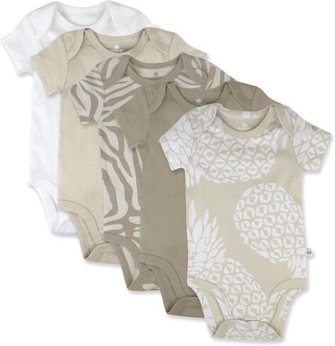HonestBaby 5-pack Short Sleeve Bodysuits One-piece 100% Organic Cotton for Infant Baby Boys in Kuwait