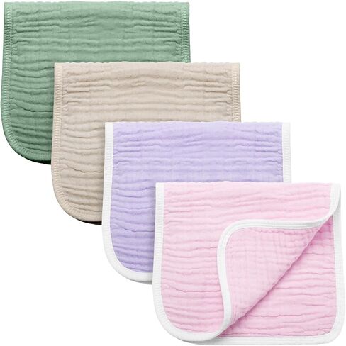 Synrroe Burp Cloths Large, Muslin Burp Cloths for Baby Girls and Boys, Pack of 10 Extra Absorbent and Soft Muslin, 6 Layers 20 by 10 Inches 100% Cotton (White 10 Pack) in Kuwait