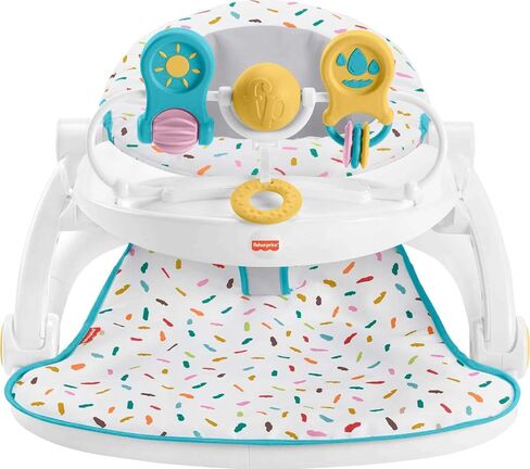 Fisher-Price Portable Baby Chair Deluxe Sit-Me-Up Floor Seat with Snack Tray, Newborn Activity Toys & Rainbow Sprinkles Washable Pad in Kuwait