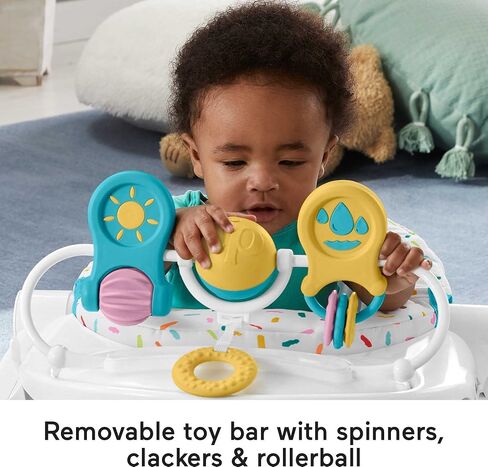 Fisher-Price Portable Baby Chair Deluxe Sit-Me-Up Floor Seat with Snack Tray, Newborn Activity Toys & Rainbow Sprinkles Washable Pad in Kuwait