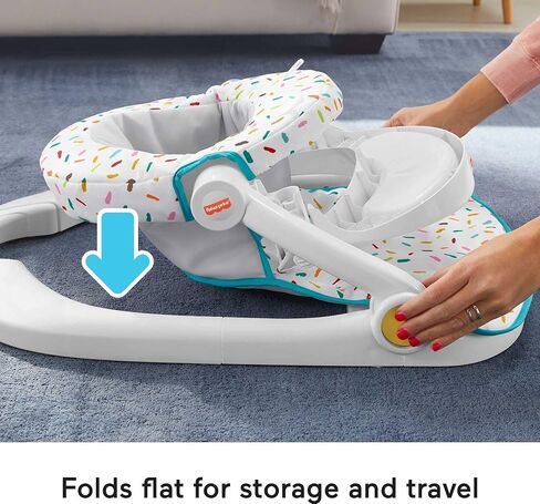 Fisher-Price Portable Baby Chair Deluxe Sit-Me-Up Floor Seat with Snack Tray, Newborn Activity Toys & Rainbow Sprinkles Washable Pad in Kuwait