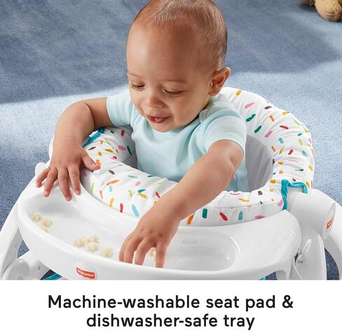 Fisher-Price Portable Baby Chair Deluxe Sit-Me-Up Floor Seat with Snack Tray, Newborn Activity Toys & Rainbow Sprinkles Washable Pad in Kuwait