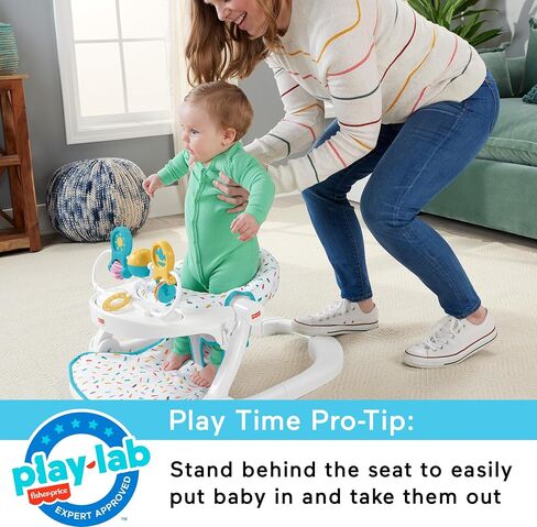 Fisher-Price Portable Baby Chair Deluxe Sit-Me-Up Floor Seat with Snack Tray, Newborn Activity Toys & Rainbow Sprinkles Washable Pad in Kuwait