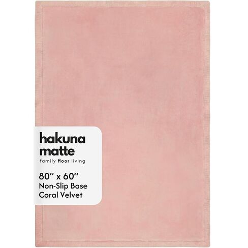 Stylish Coral Velvet Baby Play Mat 60" x 80" Pink – Soft 1" Thick High-Density Memory Foam Nursery Rug – Playmat for Floor with Non-Slip Backing for Crawling & Playing – Non-Toxic, odorless Area Rug in Kuwait