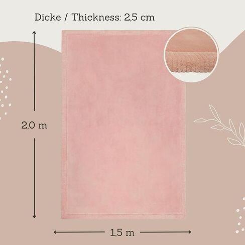 Stylish Coral Velvet Baby Play Mat 60" x 80" Pink – Soft 1" Thick High-Density Memory Foam Nursery Rug – Playmat for Floor with Non-Slip Backing for Crawling & Playing – Non-Toxic, odorless Area Rug in Kuwait