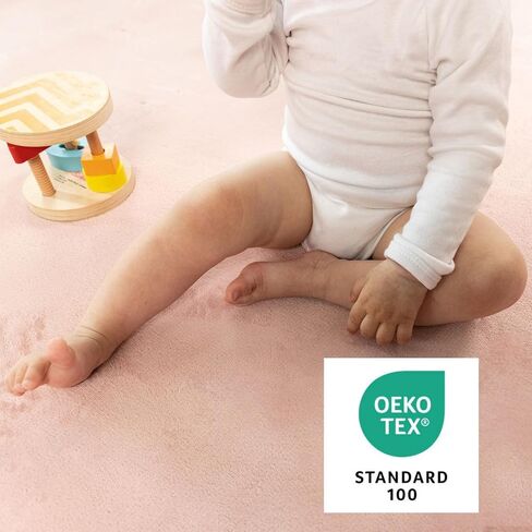Stylish Coral Velvet Baby Play Mat 60" x 80" Pink – Soft 1" Thick High-Density Memory Foam Nursery Rug – Playmat for Floor with Non-Slip Backing for Crawling & Playing – Non-Toxic, odorless Area Rug in Kuwait