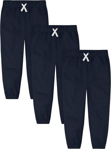 Cooraby 3 Pack Baby and Toddler Boys’ Pants Pull on Elastic Waist Jogger Pants with Drawstring Pockets for Boy 18M-5T in Kuwait