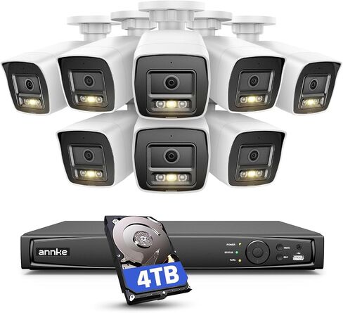 ANNKE 16 Channel Security Camera System 12MP PoE, Smart Dual Light, 4TB HDD | 8pcs Bullet IP Cams, AI Motion Detection, Color Night Vision, Built-in Mic, Compatible with Alexa, Home Business Surveillance in Kuwait