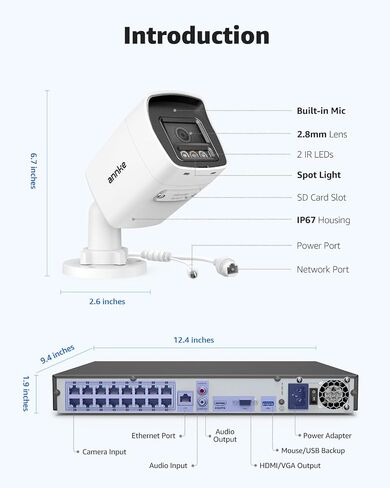 ANNKE 16 Channel Security Camera System 12MP PoE, Smart Dual Light, 4TB HDD | 8pcs Bullet IP Cams, AI Motion Detection, Color Night Vision, Built-in Mic, Compatible with Alexa, Home Business Surveillance in Kuwait