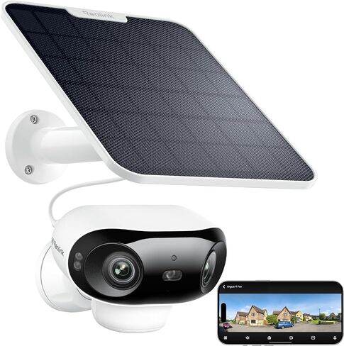 REOLINK 4K 180° Dual-Lens 8MP Solar Camera Outdoor Wireless Argus 4 Pro | ColorX Night Vision for Home Surveillance, Smart People/Vehicle/Animal Detection, No Subscription, Local Storage in Kuwait