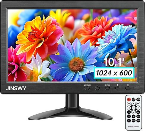 10.1" Security Monitor, 1024x600 HD Display, HDMI VGA BNC AV USB Ports, Small Monitor with Built-in Speakers & Remote Control, for CCTV Surveillance, DVR, PC, Raspberry Pi in Kuwait