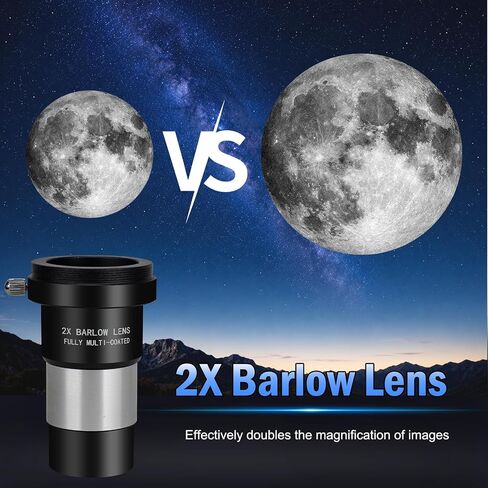 1.25" Telescope Accessory Upgrade Kit with 2 Premium Eyepieces, 2X Barlow Lens, 90° Diagonal Mirror & Phone Adapter, Astronomy Accessories for Sharper Moon Viewing, Planet Observation and Stargazing in Kuwait