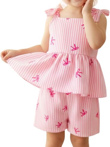 HNXDYY Baby Girls 2 Piece Summer Clothing Set Sleeveless Tank Top and Shorts Outfits for Toddler Size 9 Months to 3 Years in Kuwait
