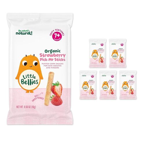 Little Bellies Organic Strawberry Pick-Me Sticks Baby Snack (Pack of 5 x 0.56 oz Individual Packs) in Kuwait