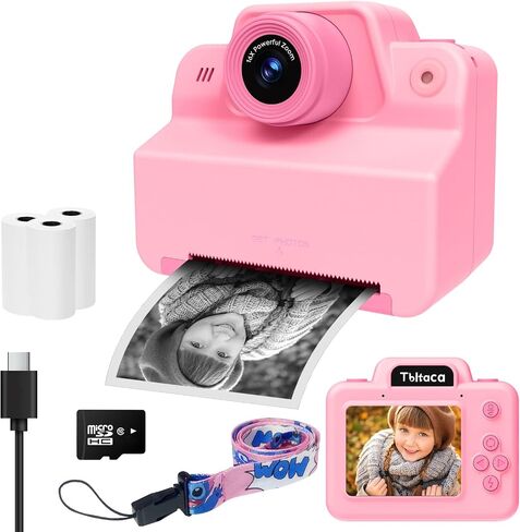 Kids Camera Instant Print Camera for Kids, Toddler Instant Camera for 3 4 5 6 7 8 9 10 Year Old Girls Christmas Birthday Gifts, Portable Kid Child Digital Travel Camera Toy for Girl Boy Age 3-12 in Kuwait