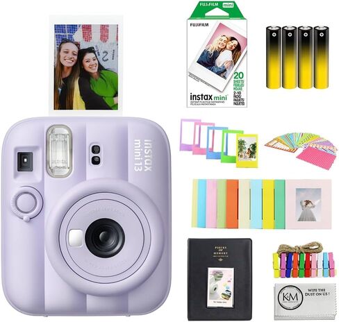 FUJIFILM INSTAX MINI 13 Instant Film Camera | Frost Blue Bundle | with Instax Mini Film | 20 Exposures + 4 Pack AA Batteries + Mini Album, Borders, Stickers & Clips + Cleaning Cloth (5 Items) in Kuwait