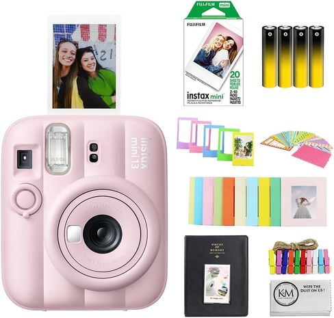 FUJIFILM INSTAX MINI 13 Instant Film Camera | Frost Blue Bundle | with Instax Mini Film | 20 Exposures + 4 Pack AA Batteries + Mini Album, Borders, Stickers & Clips + Cleaning Cloth (5 Items) in Kuwait