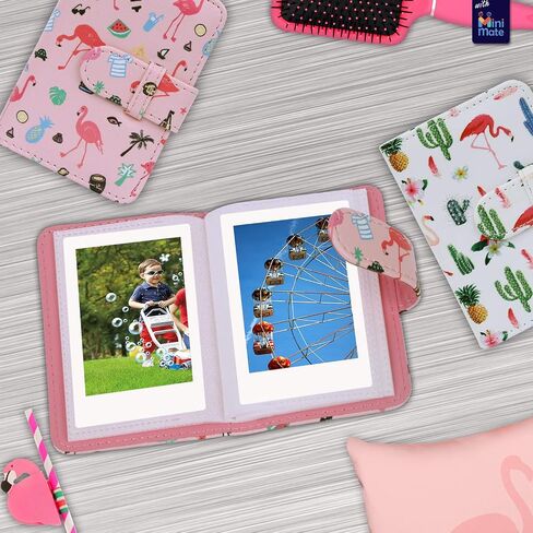 Fujifilm Instax Mini 11 Instant Camera Ice White + MiniMate Accessory Bundle & Compatible Custom Case + Fuji Instax Film Value Pack (50 Sheets) Flamingo Designer Photo Album in Kuwait