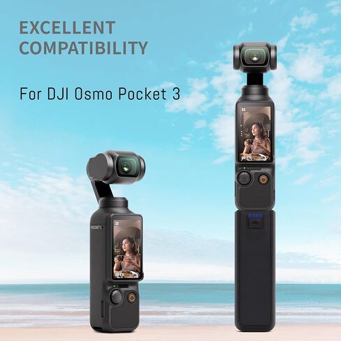Pocket 3 Battery Handle Grips Compatible for DJI Osmo Pocket 3 Accessories | for Pocket 3 Battery, Xtra Muse Built-in 22.5Wh/5000mah Power Stick Grips Battery Fast Charging and Reserved 1/4"Thread in Kuwait