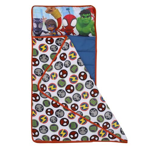 Toddler Nap Mat for Daycare & Preschool – Marvel Spidey and His Amazing Friends Super Soft Roll Up Nap Mat with Built-in Pillow, Name Label, Carrying Strap, Travel Sleeping Mat for Boys Bedding in Kuwait