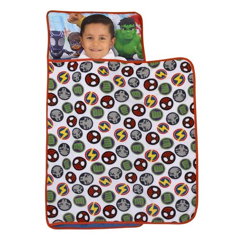 Toddler Nap Mat for Daycare & Preschool – Marvel Spidey and His Amazing Friends Super Soft Roll Up Nap Mat with Built-in Pillow, Name Label, Carrying Strap, Travel Sleeping Mat for Boys Bedding in Kuwait