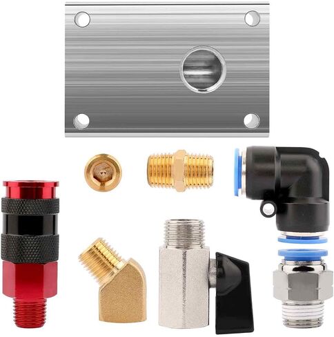Hromee Compressed Air Outlet Kit for 1/2-Inch Tubing System with 1/4-Inch NPT Outlet Port, Air Push To Connect Outlet Block Set with Elbow NPT Straight and Universal Coupler in Kuwait