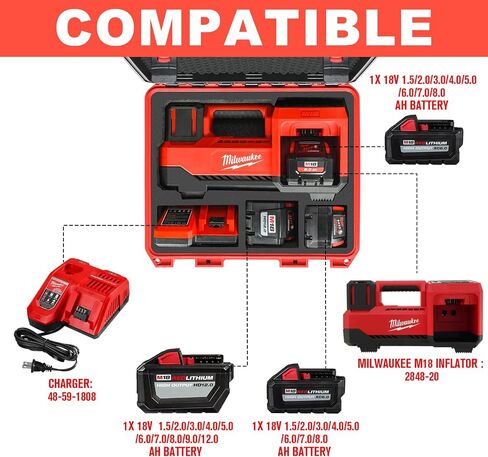 LOTOCASE Case for Milwaukee M18 Inflator Air Compressor: Custom Hard Case | Pre-cut for Milwaukee M18 Inflator 2848-20, Heavy-duty Hard Shell, Waterproof, for Mechanics and RV Owners in Truck or Garage in Kuwait