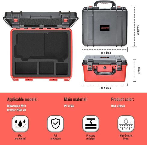 LOTOCASE Case for Milwaukee M18 Inflator Air Compressor: Custom Hard Case | Pre-cut for Milwaukee M18 Inflator 2848-20, Heavy-duty Hard Shell, Waterproof, for Mechanics and RV Owners in Truck or Garage in Kuwait