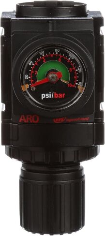 ARO R37121-600-VS Air Regulator 1/4" NPT, w/Gauge - 250 psi Max Inlet | Features a 1/4" NPT connection, pressure gauge, and 250 PSI max inlet, ideal for precise compressed air regulation in Saudi Arabia