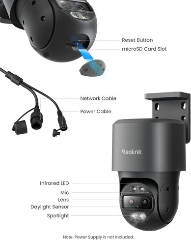 REOLINK TrackMix PoE Dual-Lens PTZ Security Camera 6X Hybrid Zoom Tracking | 4K 355° Pan & 90° Tilt Auto Tracking, Smart Detection, 24/7 Recording, Color & IR Night Vision, Up to 512GB microSD Card in Kuwait