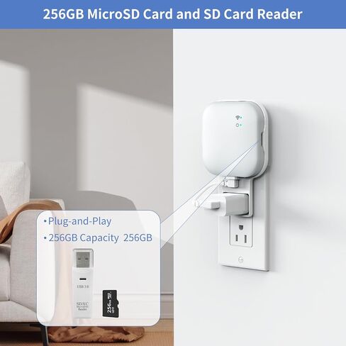 256GB MicroSD Card and Wall Mount for Sync Module XR, with USB-C Cable | No-Drill Bracket Holder for Blink Outdoor/Indoor Security Cameras, Easy to Move - Saving Space (Sync Module XR Not Included) in Kuwait