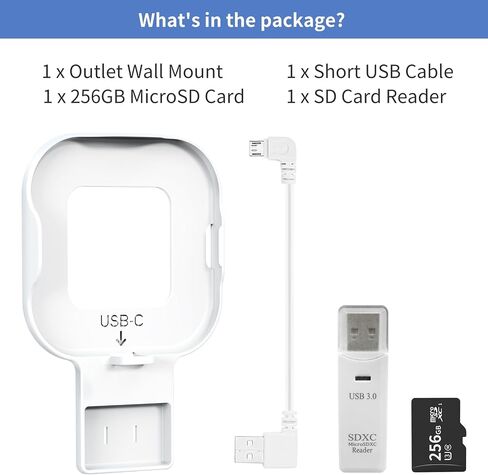 256GB MicroSD Card and Wall Mount for Sync Module XR, with USB-C Cable | No-Drill Bracket Holder for Blink Outdoor/Indoor Security Cameras, Easy to Move - Saving Space (Sync Module XR Not Included) in Kuwait