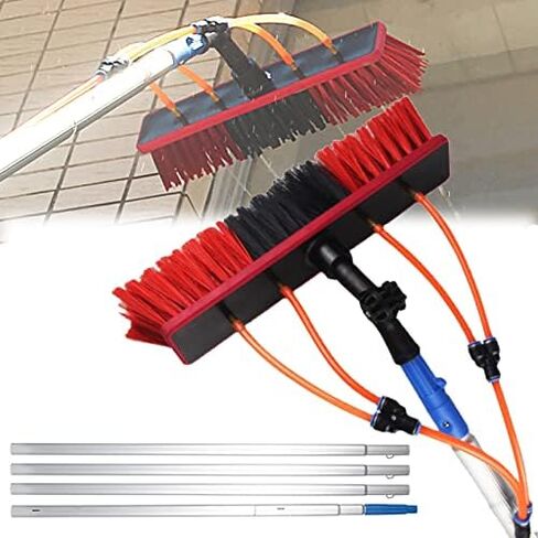 Window Cleaning Telescopic Cleaner Wash Brush Kit Adjustable Pole Length，Water Fed Pole Kit - 13-39Ft Aluminum Cleaning System for Outdoor Windows and Solar Panels, Includes Water Fed Brush in Kuwait