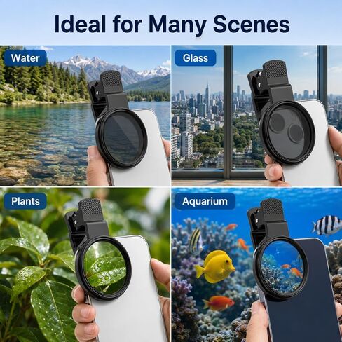 CPL Phone Polarizing Lens Filter, Rotating Camera Clip-On Lens for Reducing Glare on Water, Glass & Plants Photography in Kuwait