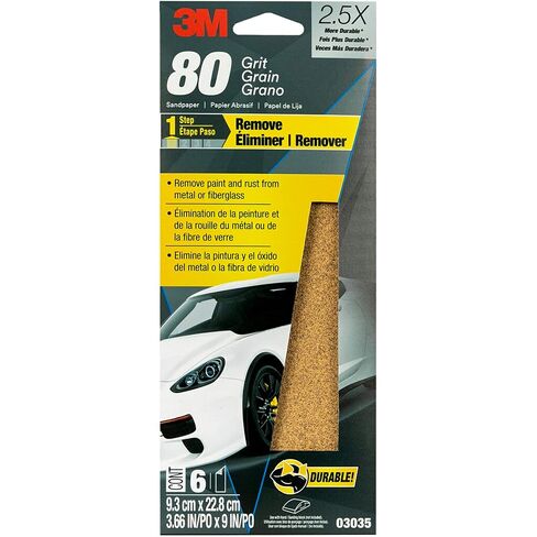 3M Sandpaper, 03035, 80 Grit, 3 2/3 in x 9 in, 6 Sheets in Kuwait