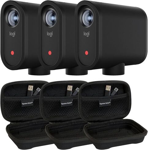 Logitech Mevo Start Wireless Live Streaming Camera For Creators with Signature Series Case - 1080p HD Video with App Control, Stream Via LTE or WiFi, Multi-Cam Compatible, Internal Mics - 3 Pack in Kuwait