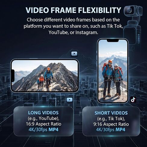 4K Vlogging Camera, Handheld Pocket Camera for YouTube, Gimbal Digital Cam | Auto Face Tracking, 330° Rotate Lens, 1.72" Touch Screen, 31 filters, Support WiFi Sharing for Travel Vlogging, 64MP Photo in Kuwait